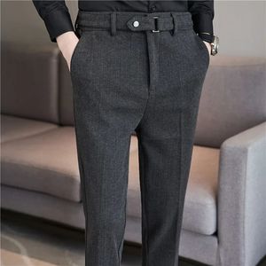 Men Boutique Suits Pants Stretchable Waist Male Formal Wear Trousers High Quality British Style Business Casual Suit 240326