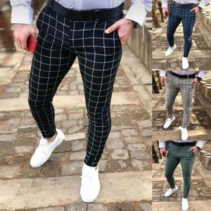 Männer Hosen Mode Lose Plaid Männer Casual Oversize Formale Freizeit Stretch Dünne Gerade Mann Hosen Y2k Kleidung Arbeit Pantalones