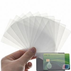 30/10/1pcs Transparent Credit Card Cover PVC Clear Frosting Cards Clip Case ID Card Holder Cover Postcard Ctainer Storage Clip k6nC#