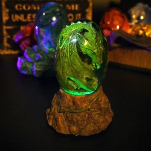 Sculptures Lava Dragon Egg Crystal Transparent Dream Green Dragon Statue Decor Resin Handmade Sculpture Ornaments Souvenir Christmas gift