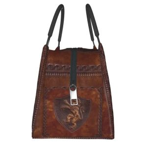 Custom Hand Tooled Leather Medieval Book Cover Print Lunch Bags Men Women Cooler Thermal Insulated Lunch Boxes for Office Travel