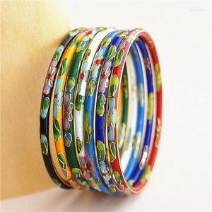 Bangle Multiecolor cienki vintage Cloisonne Enamel Dams Ethnic Bransoletka Chin Chińska tradycyjna rękodzieła biżuteria