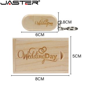 Jaster Wooden 2.0 USB Flash Drives 128 GB Darmowe grawerowane logo brelok do pamięci 64 GB 32GB Weselna fotografia Pióro Dift Dift