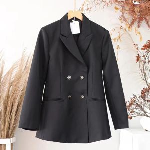 人気の春と秋の新しい女性スーツダブルブレスト汎用ブラック気質通勤通勤スーツコート