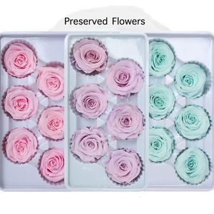 6PcsBox Preserved Life Flower 56Cm Rose Head Wedding Party Decoration Lover MotherS Day DIY Handmade Gift Natural Flowers 240325