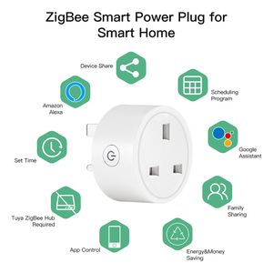 Zigbee Smart Socket Tuya Smart UK Plug 16A 20A Heme Power Outlet Energimonitor Timing Adapter Voice Control Google Home Alexa