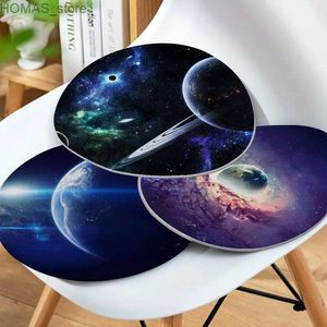 Kudde/Dekorativ kuddeplanet Gorgeous Starry Sky Universe Series Cushion Mat Round Seat Cushion Office Matsalstol Pad Sponge Sofa Mat Stol Kuddar Y240401