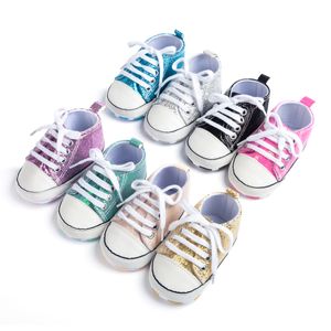Neue Leinwand Baby Sportsport-Sneaker für Neugeborene Jungen Mädchen First Walkers Schuhe Kleinkind Kleinkind Soft Sohle Anti-Rutsch-Rutschbaby Schuhe