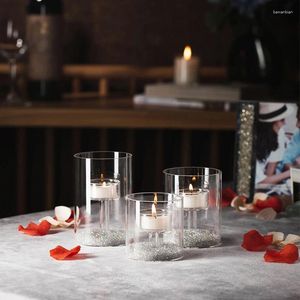 Castiçais pacote de 3 suporte de vidro para peças centrais de mesa clara tealight decoração de festa castiçais decorativos