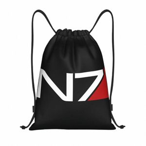 Videospel Mass Effect N7 DrawString Ryggsäck Sports Gym Bag For Women Men Training Sackpack B5an#