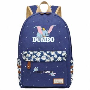 Dumbo Kız Kız Çocuklar Okul Kitap Çantaları Kadın Çanak Çantası Gençler Okul Çantaları Tuval Seyahat Dizüstü Bilgisayar Sırt Çantası S6VK#