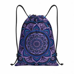 Poética personalizada Mandala Drawstring Bag Mulheres Homens Leve Boho Sports Gym Storage Backpack v3cC #