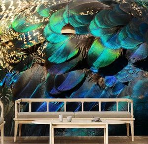 Wallpapers Bacal 8D Papel Large Mural Peacock Feather Decor 3d Wallpaper Wall Paper Po Murals For Living Room Stickers