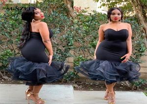 Teelanges Meerjungfrau-Abschlussballkleid, geschwollener Organza-Rock, schwarze Partykleider für Frauen, herzförmig, einfaches Kleid für besondere Anlässe, afrikanisches Mädchen4540532
