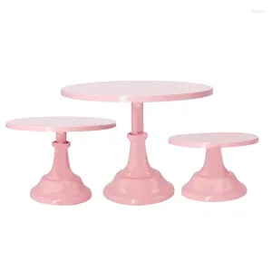 Baking Tools Retail 3Pcs Pink Cake Cupcake Stands Round Modern Dessert Towers Decor Serving Platter For Girl's Party Wedding Parties