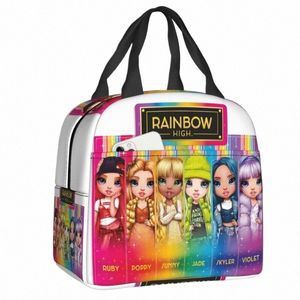 Rainbow High Postacie termiczne izolowane torby na lunch Kobiety anime carto lunch torba dla dzieci w wieku szkolnym jedzenie bento pudełko s8tl#