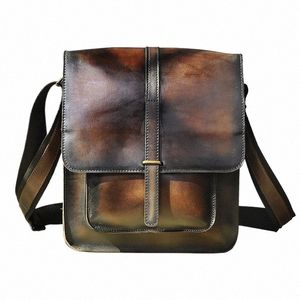 Couro natural Vintage Casual Mochila Ombro Tablet Pad Book Bag Masculino Designer Menger Crossbody Satchel Bag For Men 5867 13d1 #