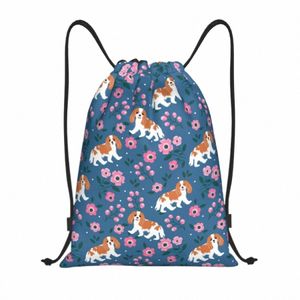 Cavalier King Charles Spaniel Bahçe Drawstring Çantasında Oynuyor Kadın Erkek Portatif Spor Salonu Sackpack Evcil Köpek Eğitim Sırt Çantaları L1S9#