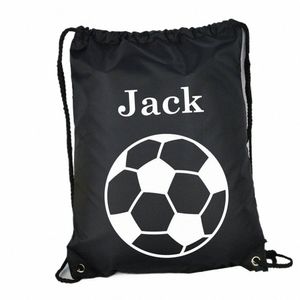 persalized Kids 'Football' Bag School P.E Kit Bag Custom Name Childrens Waterproof Drawstring Bag Sports Supplies G5L3#
