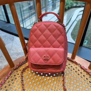 24C Designer Mini Ryggsäck Fashionabla kvinnor Caviar Crossbody Bag Single Pink Shoulder Bag Luxury Ball Mönster Läderkedjans väska