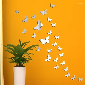 Janela adesivos 25 peças acrílico borboleta adesivo europeu decoração sala de estar presente espelho colar quarto parede