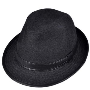 Brittiska retro äkta läder ull gentleman jazz fedoras hattar för män kvinnor ull scen monterade cowboy mössor man grå gorras