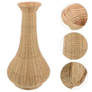 Vases Bamboo Vase Rustic Ornament Basket Exquisite Woven Flower For Living Room Decorations