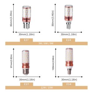 2pcs 220V Led Bulb E14 Led Candle Light Bulb E27 Table Corn Lamp Led 3W 6W 9W 12W 15W Bombilla Chandelier Lighting 240V