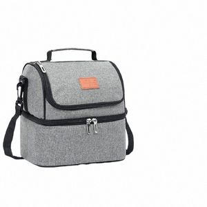 multifuncti Doppeldeck-Kühlbox, tragbare, isolierte Lebensmittel-Lunchtasche aus Oxford-Stoff für Arbeit, Reisen, Picknick-Taschen, Tragetasche 5341#