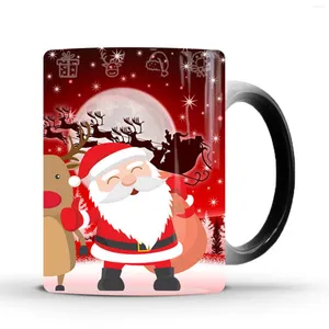 Mugs Christmas Color Changing Mug Creative Ceramic Thermal Magic Coffee Tea X-mas Gift Water Cup Cute Drinkware