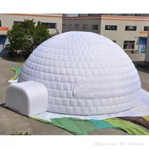 Atacado personalizado branco 8/10m de diâmetro gigante inflável iglu tenda cúpula iluminação led com 2 portas para grandes eventos de festa