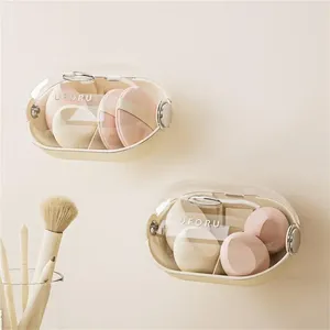 Storage Boxes No Punching Box Compartmentalized Design Powder Puff Beauty Sponge Cosmetics Bathroom Breathable