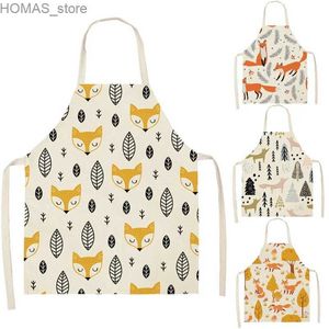 Förkläden Fox Cat Pattern Print Womens vuxna barns hem Kök matlagningsbutik April Clean Kitchen Accessories Delantal Y2404010U6N