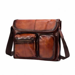original Leather Male Design Casual Shoulder Menger bag Fi 11" Tablet Mochila Satchel University School Book bag 202or 521w#