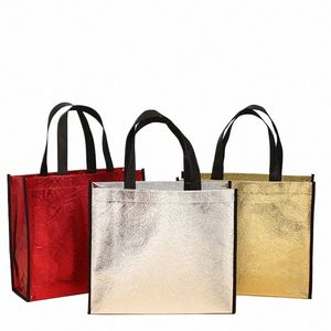 foldable Laser Shop Bag Reusable Eco Tote Waterproof Shop Bag Fabric N-woven Bag Travel Folding Portable Envirmental C2hR#