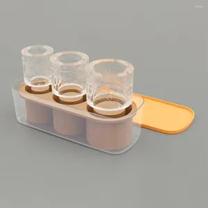 Baking Moulds Ice Mold Silicone Cube Tray Set For Tumblers Easy Demould Cylinder-shaped With Lid Coffee Trays 30-40