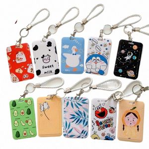 Carto ID Card Holder Student Bus Card Case Badge Cards Cover Animal Impresso Mulheres Titular de cartão de crédito com corda de mão colhedor f9mN #