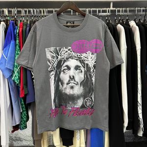 Hellstar Shirt Designer Women Tshirts Street Manga curta Camiseta hipster de tecido lavado Street Graffiti Lettering Foil