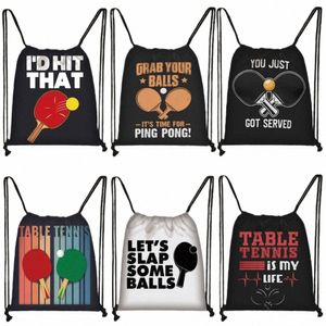 Sportausrüstung Tabble Tennis Print Kordelzug Taschen Ping Pg Daypack Teenager Aufbewahrungstasche für Reisen Schuhe Halter Geschenk 42qM #