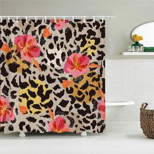 Duschgardiner vattentät modern sexig leopard badrum gardin 3d tyg med krokar geometrisk blomma badskärm