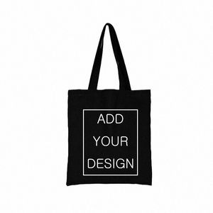 customizable Black Bag Canvas Shop Bags for Groceries Large Women's Designer Handbags Anime Tote Fabric Shopper Cloth Summer T5vR#