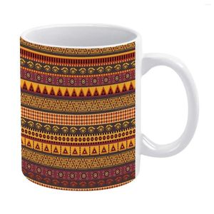 Canecas Africano Olho Branco Caneca Cerâmica Criativo Étnico Padrão Listrado Cultura África Abstrato Geométrico