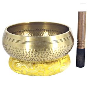 Dekorativa figurer Bronsklockor mässing Qing Buddha Sound Bowl Tibetan Chanting Meditation Crafts Sanskrit Singing