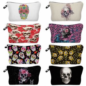 Skull Printing Makeup Bag Halen Candy Bag Feminino Bolsa de armazenamento Grande Cool Students Pencil Case Padrão personalizado Bolsa de cosméticos J2oO #