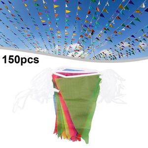 Party Decoration 100M Multicolored Triangle Flags Bunting Double-sided Pennant 150 Home Festival Outdoor Wedding