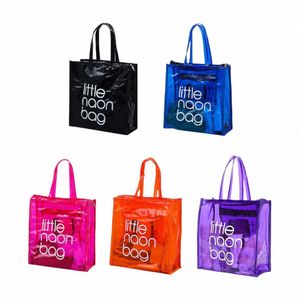 pvc Transparent Handbag Candy Color Clear Handbag Large Capacity Waterproof Shoulder Tote Lady Shopper Bags Summer Beach Clutch O6dL#