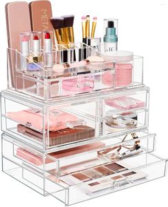 Lagringslådor Sorbus 3 -stycken Akryl Makeup Organiser Set - Vanity Countertop Cosmetics and Smyckes Case Display med 5 Easy Glide