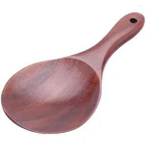 Coffee Scoops 6X Teak Wood Spoon Natural Solid Rice Wooden Paddle Big Potato Serving Kitchen Utensils