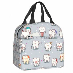 Niestandardowe urocze zęby torba na lunch dla kobiet mężczyzn chłodnica termiczna izolowana dentysta pudełko na lunch dla dzieci 59SI#