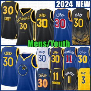 Mens Youth Stephen Curry Klay Thompson baskettröjor Draymond Green Andrew Wiggins 2024 2023 City Shirt Edition Blue Black Jersey 30 11